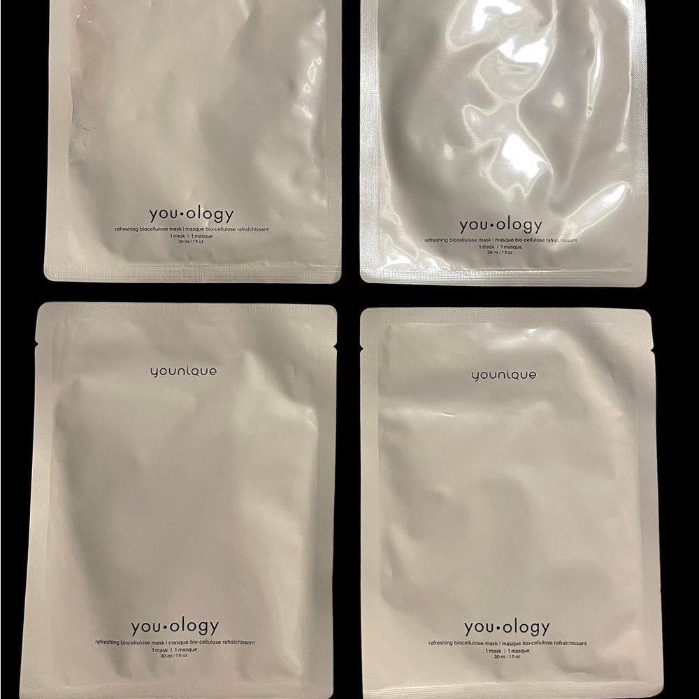 Younique Refeshing Bi-cellulose Biocell Mask lot of 4 Packets 1 Fl Oz Each